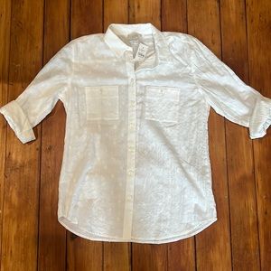 NWT Loft White Button Down Blouse - S
